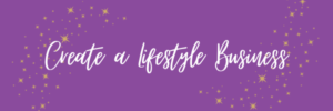 Create a Lifestyle Business on purple background with gold sparkle