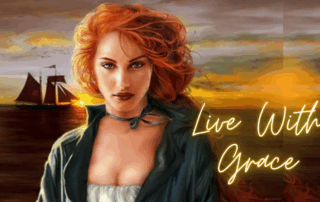 grace o'malley with sail boat in background, text: Live with Grace